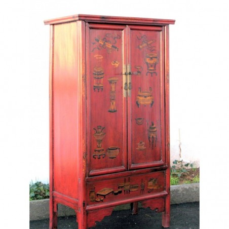 Antiker roter chinesischer Schrank  91 cm