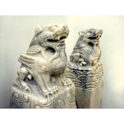 Carved stone chinese pillar with dragon (sold by unit)
