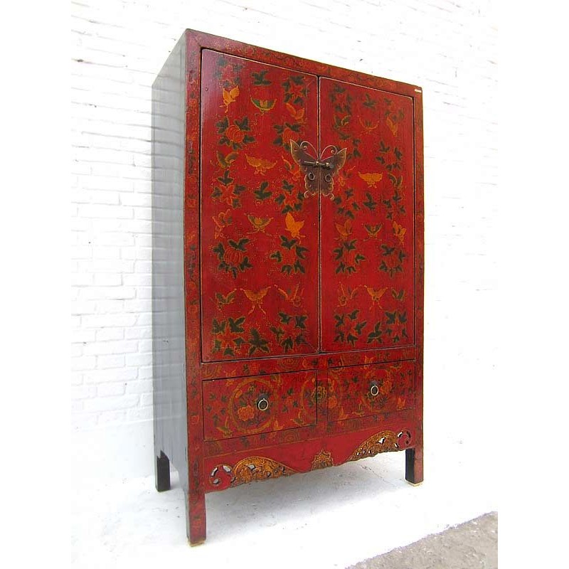 Antique Chinese cabinet with butterflies  113 cm