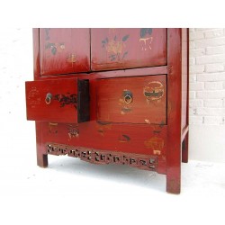 Antique red chinese lacquered cabinet