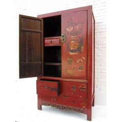 Antique red chinese lacquered cabinet