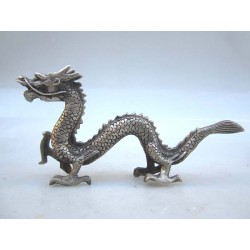 China. Bronze dragon in silvered bronze