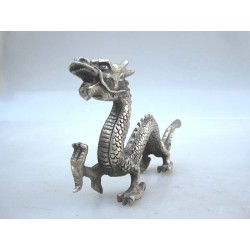 China. Bronze dragon in silvered bronze