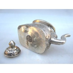 Tea pot-elephant  in silvered bronze