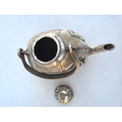 Tea pot-elephant  in silvered bronze