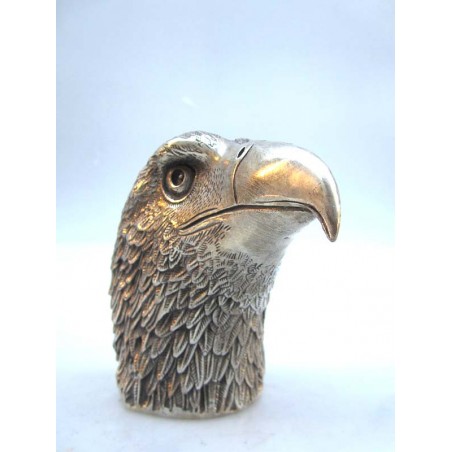 Eagle head in silvered bronze