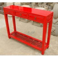 Console chinoise laquée rouge 102 cm