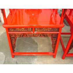 Fauteuil chinois rouge "Fer à cheval"