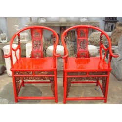 Red horse shoe armchair...