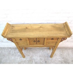 Bleached wood chinese console table 91cm