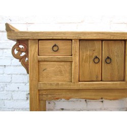 Bleached wood chinese console table 91cm