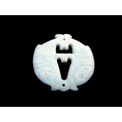 Natural stone pendant with two fishes