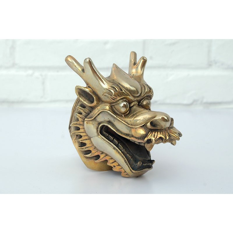Chinese Dragon head. Gilded bronze