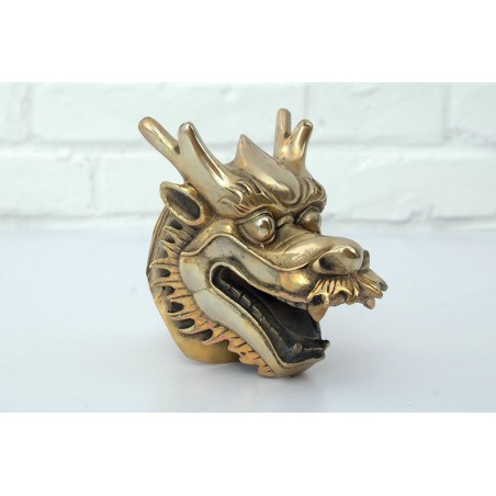 Chinesischer Drachenkopf. Vergoldeter Bronze