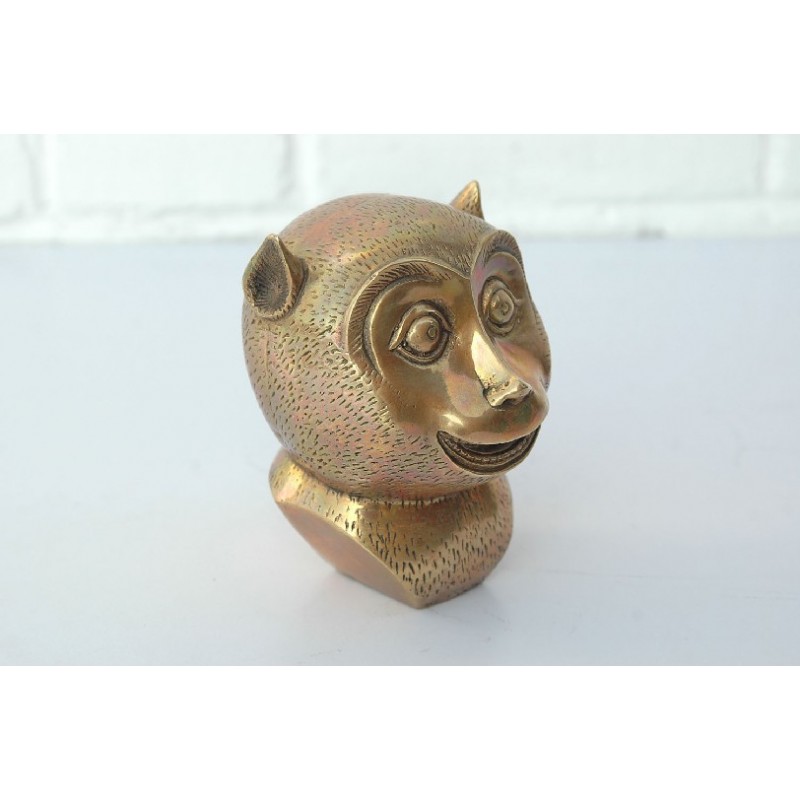 Monkey head in gilded bronze