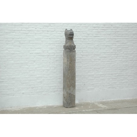 Geschnitzte chinesische Steinsaüle mit Tiger 24,5cm