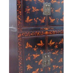 Armoire chinoise noire. Décor de papillons 80 cm