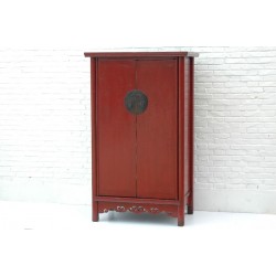 Armoire chinoise ancienne rouge 110 cm