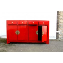 Buffet chinois laqué rouge 170 cm