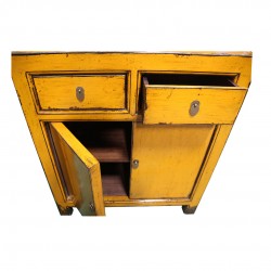 Small yellow laquered chinese cabinet