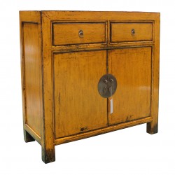 Small yellow laquered chinese cabinet