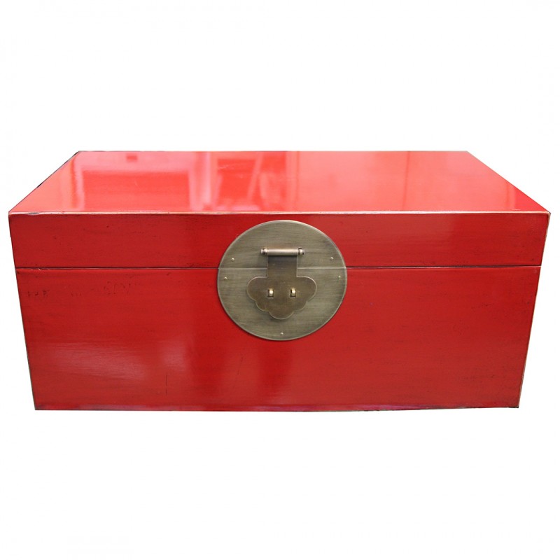 Chinese red lacquered trunk 74 cm