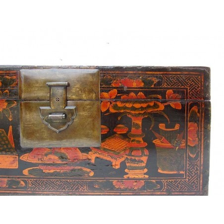 Bemalte mongolische Buchtruhe 72 cm | China Collection