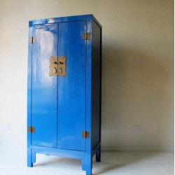 Armoire chinoise laquée bleu vif 83 cm