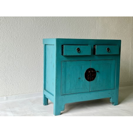 Petit meuble chinois bleu 93 cm