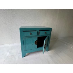 Petit meuble chinois bleu 93 cm