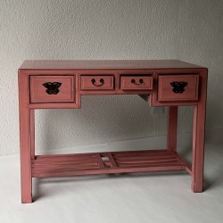 Chinesischer Schreibtisch Pink Lackiert 111 cm
