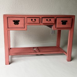 Chinesischer Schreibtisch Pink Lackiert 111 cm