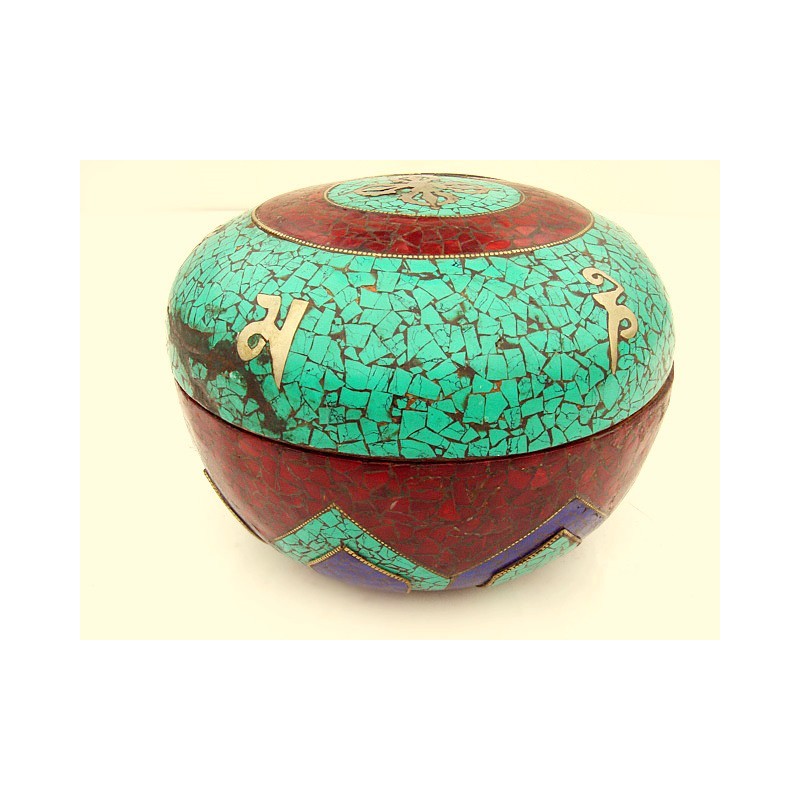 Tibetan prayer box with turquoise