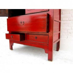 Rot lackierter Kleiderschrank. Ming-Stil 106 cm