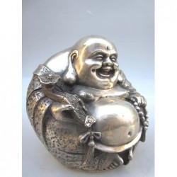 Silberne Bronze Happy Buddha  (XL)