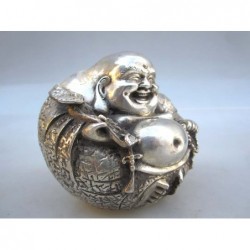 Happy Bouddha in silvered bronze (M)