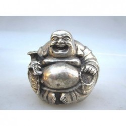 Happy Bouddha  in silvered bronze