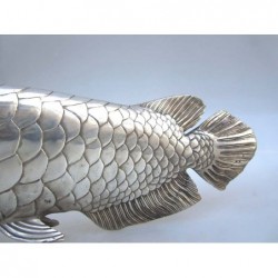 China. Bronze fish in silvered bronze