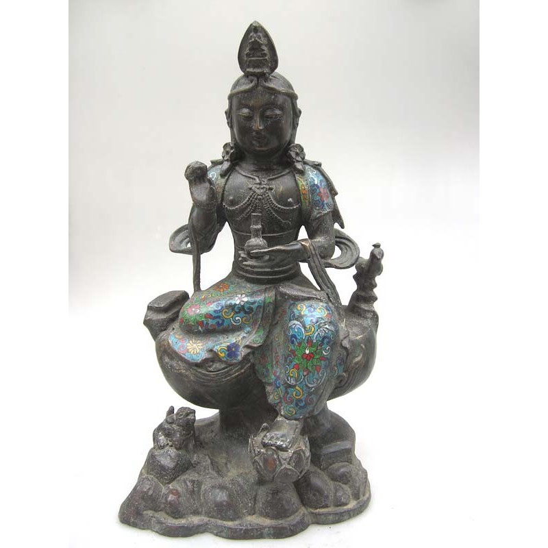 Bodhisattva in Abhaya Mudra-cloisonné enamels