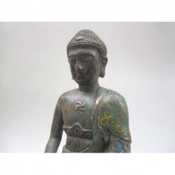 Meditating Buddha in cloisonné enamels