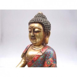 Sitting Buddha in cloisonné enamels