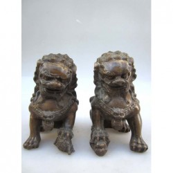 Bronze Fu lions pair (M)