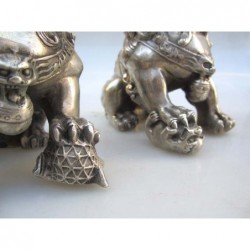 Paire de lions-fo (SM). Bronze argenté