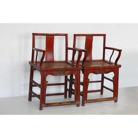 Fauteuils anciens laqués rouge (vendus à l'unité)