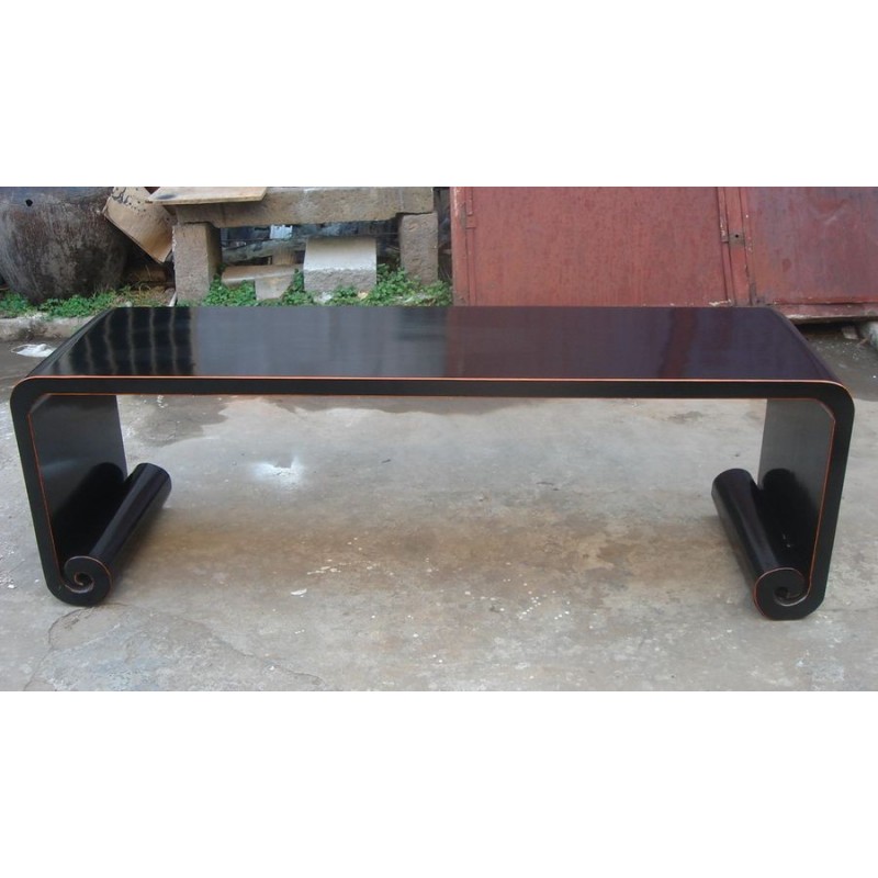 Table basse chinoise  laquée noire 180 cm