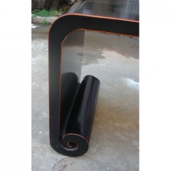 Table basse chinoise laquée noire 160 cm
